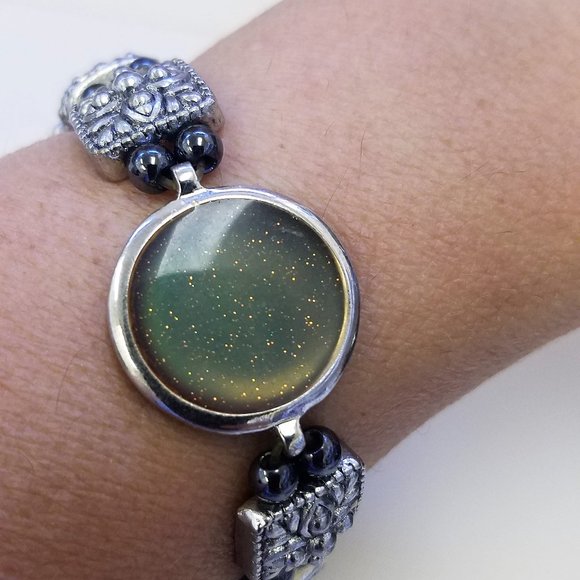 Last one! Pewter stretch BRACELET Sparkle NEW - Picture 3 of 10